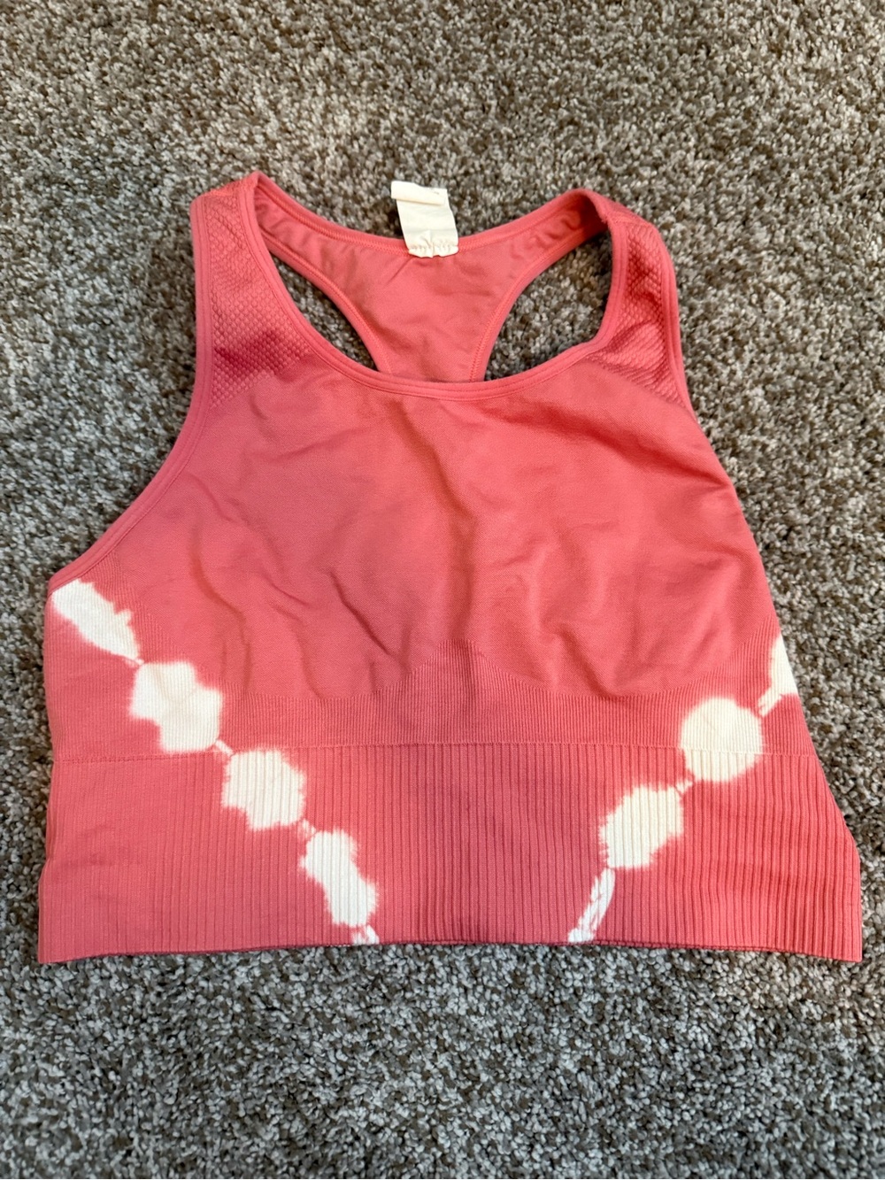 ZYIA Coral Pink Tie-Dye Racerback Sports Bra